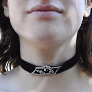SPECTACULAR Antique 1920's Platinum Diamond Choker For Neck ADJUSTABLE - Bild 1 von 7