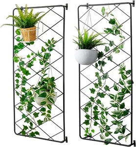 Wall Mounted Black Metal Wire Garden Trellis, Support Lattice Frame, Set of 2 - Picture 1 of 7