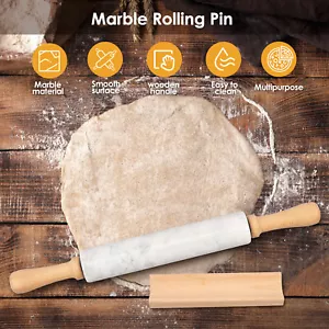 Marble Rolling Pin with Wooden Handle 19inch Nonstick Marble Dough Roller teUdM - Picture 1 of 11