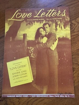 Love Letters Sheet Music Jennifer Jones Joseph Cotton Heyman Young Voice 1945 - Image 1 of 3