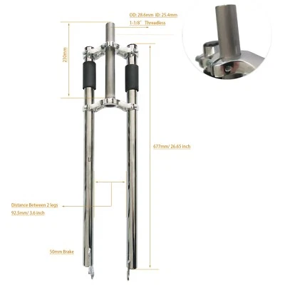 26*3.5" Fat Tire Bicycle Fork, 1-1/8" Threadless Triple Tree Double Shoulder - Image 1 of 4