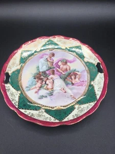Antique St Kilian Germany Royal Vienna Cherubs Men Woman Children Cake Plate - Picture 1 of 7