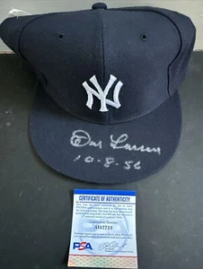 Don Larsen Ny Yankees Signed Game Model Hat Cap 1956 Ws Perfect Game Pg Auto Psa - Picture 1 of 12