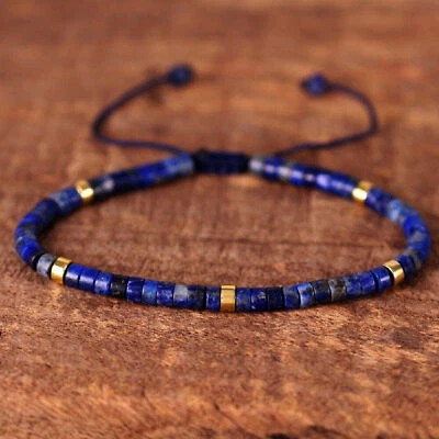 Bracelet en perles de pierre naturelle Lapis Lazuli Bracelet tressé pour homme - Photo 1/4