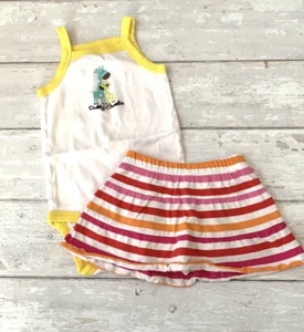 Carters 6-9m Baby Girl Summer Outfit Tank Top Bodysuit Striped Skirt Skort 6m 9m - Picture 1 of 5