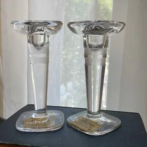 Neu mit Etikett Paar Noritake geätzte Kristall Kerzenständer 5,5" Meridian Made in Germany - Bild 1 von 9