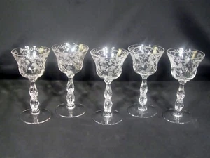 Juego de 5 vasos de licor/cóctel Cambridge Glass Chantilly con vástago 3625 grabado - Imagen 1 de 18