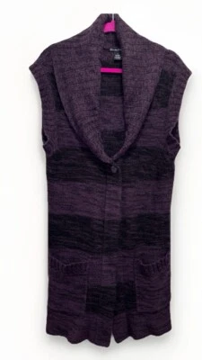 Chaleco Suéter Alexandra Bartlett Mujer Medio Largo Púrpura Negro Mezcla Lana Foto 1 de 4