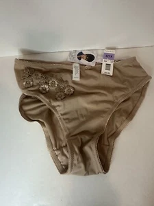 Delta Burke size 8/1X Beige panties floral lace trimming NWT VTG hi-cut cafe - Picture 1 of 3