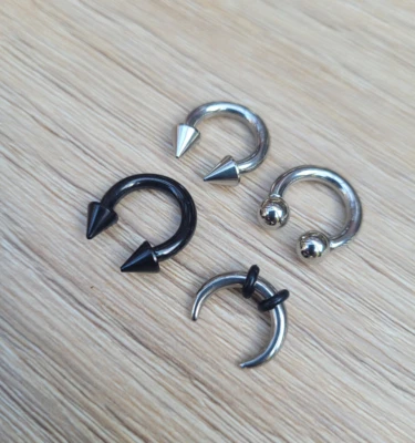 Set 4 Septum Rings Horseshoe Spike Cone Ball Stretched Septum piercing big gauge - Image 1 of 4