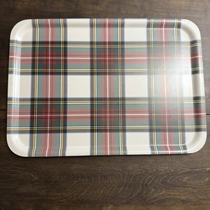 POTTERY BARN ARY TRAYS STEWART PLAID BIRCH WOOD SERVING TRAY 21" X 15" - Picture 1 of 13