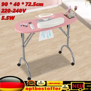 Mesa de Manicura con Aspiración, Mesa de Uñas Plegable, Mesa de Manicura Portátil Rosa Nueva - Imagen 1 de 21