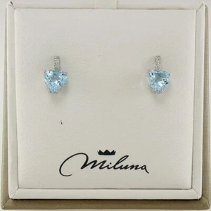 MILUNA Ohrringe, Natürlicher blauer Topas Ct 1,88 + Diamanten Pt 1,6 - Gold 750 - Bild 1 von 4