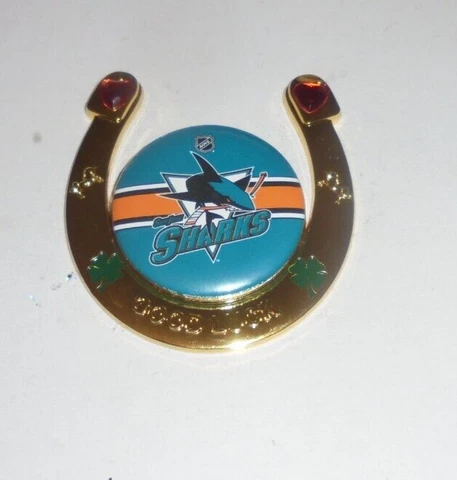 Vintage SAN JOSE SHARKS CA NHL Good Luck Love Paperweight Sticker Fridge Magnet Cover