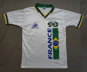 World Cup 1998 S/M France Brazil Official Soccer Jersey VTG 90 98 Coupe De Monde - Picture 1 of 9