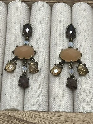 Avon Romantic Chandelier Clip Earrings Dangly Peach Citron  Colored - Image 1 of 4