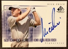 2002 Upper Deck SP Game Used Scorecard Signatures #SS-NP Nick Price Autograph