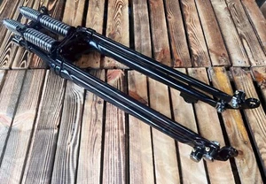 Horquillas Springer antiguas estrechas y flacas Harley Bobber Chopper negras Big Port 18" - Imagen 1 de 10