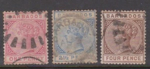 (F203-12) 1882-5 Barbados mix of 3stamps QVIC 1d to 4d (L)  - Picture 1 of 1