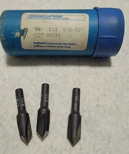 3 pack Chicago-Latrobe 56838 Countersink,3/8" HSS,3-Flute 1-3/4" long - Picture 1 of 2