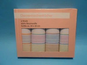 4x Damen Taschentücher im Geschenkkarton farbig 100% Baumwolle 29 x 29 cm neu  - Bild 1 von 2