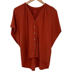 Garnet Hill Short Flutter Sleeve Knit Blouse Relaxed Burnt Orange Women XS - Picture 1 of 6