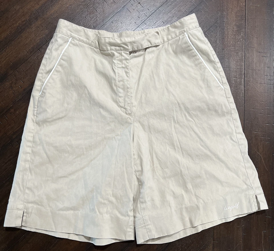 Pantalones cortos para mujer Liz Golf by Liz Claiborne mezcla de lino tostado talla 8 Foto 1 de 4