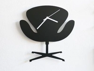 Silueta de sillón cisne Arne Jacobsen - reloj de pared - Imagen 1 de 4