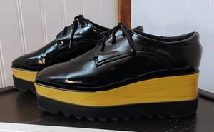 Kingsber Black Patent Leather Platform Loafers Women's Size 7 USA (Japan Fashion - Picture 1 of 9