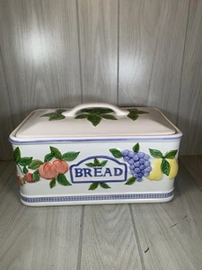 Vintage Portugal Keramik Brotkasten Deckel BEEREN UND FRÜCHTE 1996 geprägtes Design - Bild 1 von 15