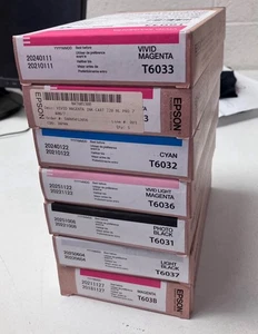 Zestaw 7 ATRAMENTÓW EPSON T6031 T6032 T6033 T6036 T6037 T603B *ZAPIECZĘTOWANY Przeczytaj opis* - Zdjęcie 1 z 2