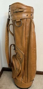 Vintage Burton Jasper Alabama Brown Leather Golf Bag with Rain Cover - Picture 1 of 15