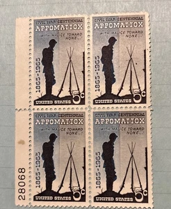 US 1965 Stamp Civil War Centennial Appomattox Plate Block 4 5c Scott #1182 READ - Picture 1 of 2