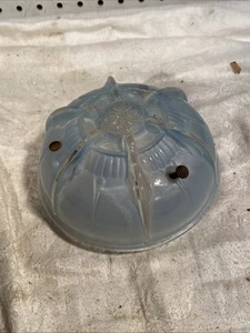 Antique Art Deco Blue Glass 3 Chain Chandelier Ceiling Shade 6” - Picture 1 of 7