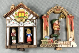 Pair Hallmark Twirl About Christmas Tree  Ornaments 1977 - Picture 1 of 5