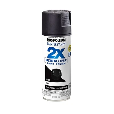Rust-Oleum 334020 Painter's Touch 2X Ultra Cover Spray Paint, 12 oz, Flat Black - Image 1 of 3