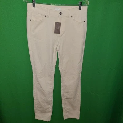 2976) NWT J JILL 4 ivory straight leg corduroy velveteen pants ankle new 4 - Image 1 of 4