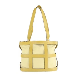 Salvatore Ferragamo Shoulder Bag Tote Ag 21 4229 Canvas Leather Yellow - Picture 1 of 10