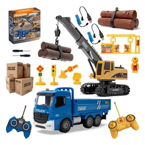 6-Kanal Ferngesteuertes Baufahrzeug Set 1/22 Kranwagen & Cargo Truckvp - Bild 1 von 10