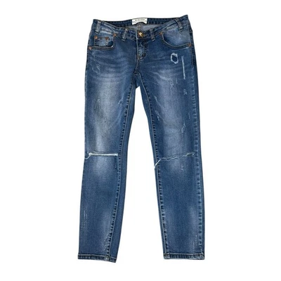 Pantalones de mezclilla One Teaspoon Freebirds II cintura baja ajustados desgastados talla 24 azul rubio Foto 1 de 4