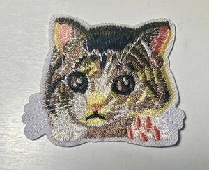 PEEKING TABBY CAT Kitten Pet Animal Feline Kitty Funny Humor Iron-On Patch - Picture 1 of 2