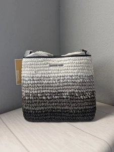 Neu mit Etikett Michael Kors Schultertasche Pratt Medium Ombré Stroh in Schwarz - Bild 1 von 5