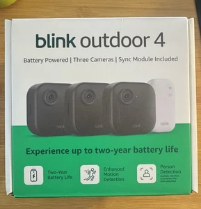 2024 Blink Outdoor 4 (4th Gen) 3 Camera Wireless HD Home Security System Kit NEW - Picture 1 of 3