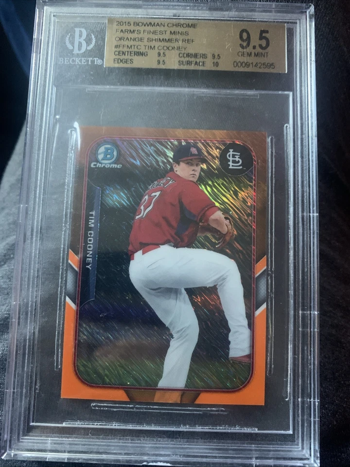 2015 Farm Finest Mini Chrome Shimmer Refractor Tim Cooney #FFM-TC Orang /25 (RC) - Image 1 of 2