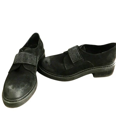 Mocasines Manas de gamuza negros con tachuelas talla 36 - Tachuelas negras brillantes, tacón bloque - Nuevos Foto 1 de 4