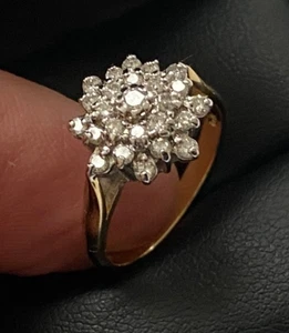 VINTAGE 18CT GOLD DIAMOND RING SIZE m -  0.5 of a CARAT  NATURAL DIAMONDS - Picture 1 of 12