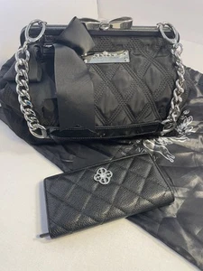 Brighton My Flat in London Handtasche Geldbeutel schwarz mit Geldbörse und Staubbeutel gesteppt - Bild 1 von 23