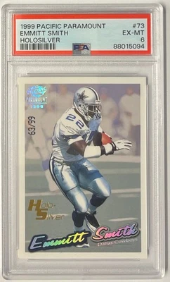 Emmitt Smith 1999 Pacific Paramount Holosilver Insert /99 - PSA 6 - Image 1 of 2