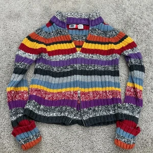 Cárdigan tejido arco iris vintage Arizona Jean Co suéter con cremallera para mujer talla M multicolor - Imagen 1 de 6