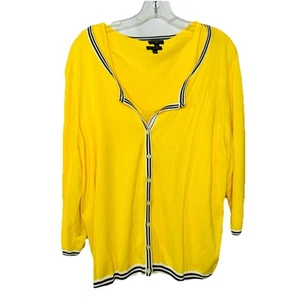 Talbots Double Yellow Round Neck Long Sleeve  Casual Combo Top Cotton Size 2X - Picture 1 of 5
